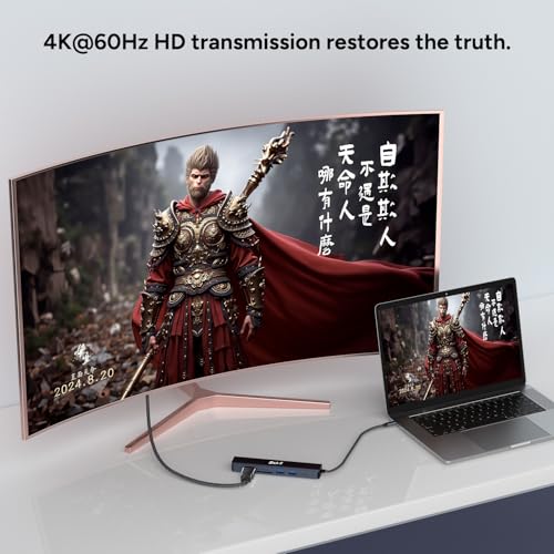 Image of Black-R Amazon Multiport 7-in-1 USB C Hub with 4K HDMI Compatible for USB C Laptops and Other Type C Devices MacBook Pro M1 M2 M3 M4 (rj45 1Gbps, 100W PD Data, 2 USB A 5Gbps, TF /SD Card Reader