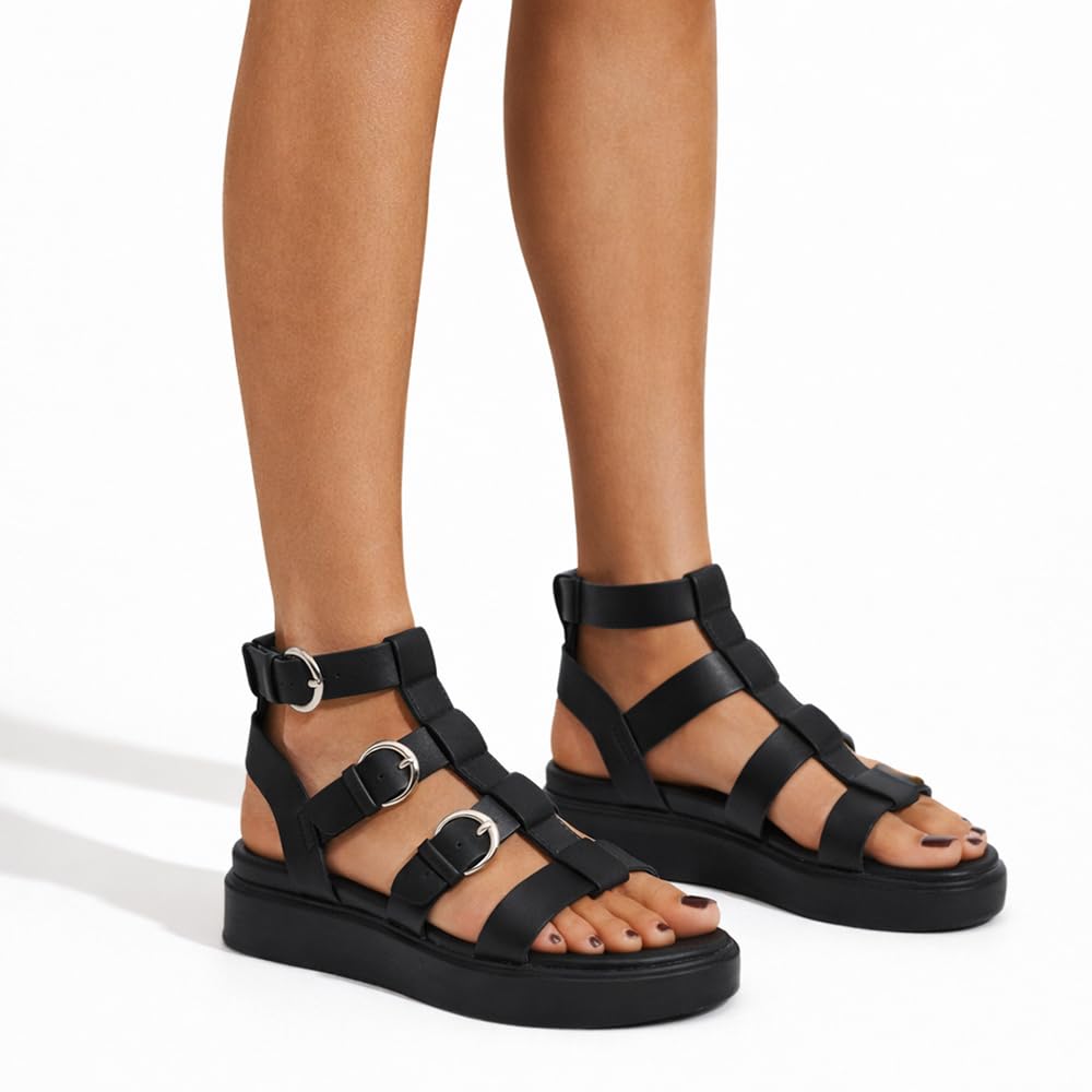 IF Fashion Scarpe Sandali Gladiatore Stivali Estivi da Donna Con Platform Borchie Pelle Sintetica 2772CW