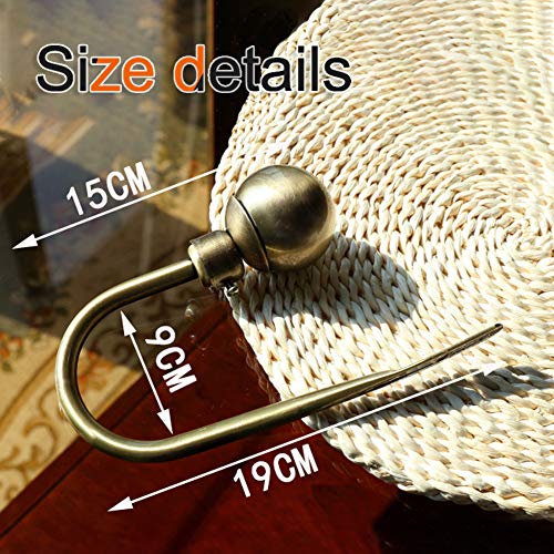 INCREWAY Curtain Hooks, 2 Pcs Round Metal Decorative Curtain Drapery Holdbacks U Shaped Hooks, Wall Mounted Curtain Tieback Hook Holder with Screws(Bronze) - Image 2