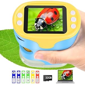 Microscopio para niños, Vankarr 1000X Mini microscopio Digital portátil de Bolsillo con Tarjeta SD de 32GB, Pantalla IPS de 2 Pulgadas, Regalo para niños y Estudiantes, Azul