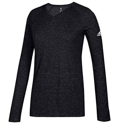 adidas Climalite Womens Long Sleeve Training Tee L Black Heathered