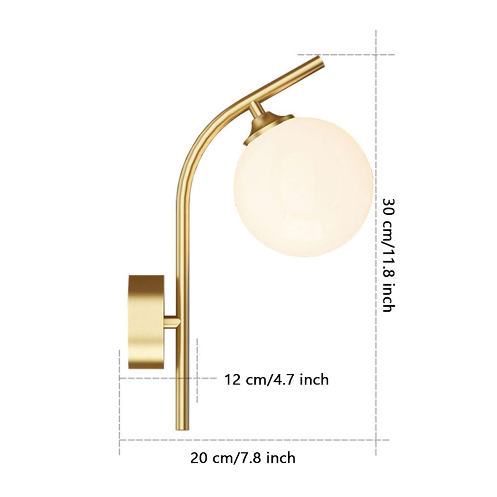 Applique da Parete di Lusso, Lampada Moderna Rotonda in Rame con Vetro Decorativo Nordico per Comodino, Lettura, Soggiorno, Camera da Letto, 1 Confezione / 2