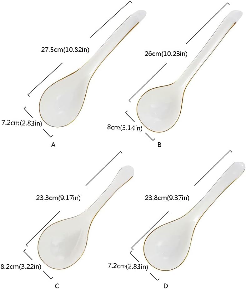 Spoons,soup spoons,Spoons for Cooking Kitchen Household Large Spoon Long Handle Spoon Ceramic Tracery Large Spoon Spoon Rice Porridge Spoon Dinner Spoon Teaspoons, White