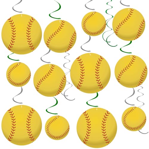 Image of 54Pcs Softball Hanging Swirls Party Decorations Softball Theme Birthday Party Decorations Supplies Sports Ball Cutouts Hanging Swirl Ceiling Streamers for Kids Girls Boys