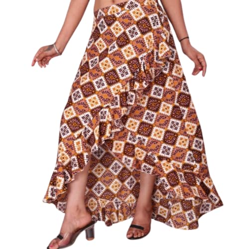Image of JYESHTA Women's American Crepe Flared A Line Stitched Long Skirt with 12 Mtr Flare 40 in Height | Skirts for Women Long Length | Long Skirts for Girls