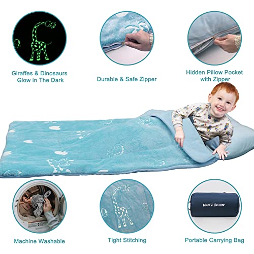 Kids Sleeping Bag For Boys, Glow In The Dark Slumber Bag, Sleeping Bag For Kids With Pillow, Soft Sleeping Bag For Toddler, Sleeping Bags For Girls Boys Daycare, Naps And Sleepovers,63" X 29" #TOP2