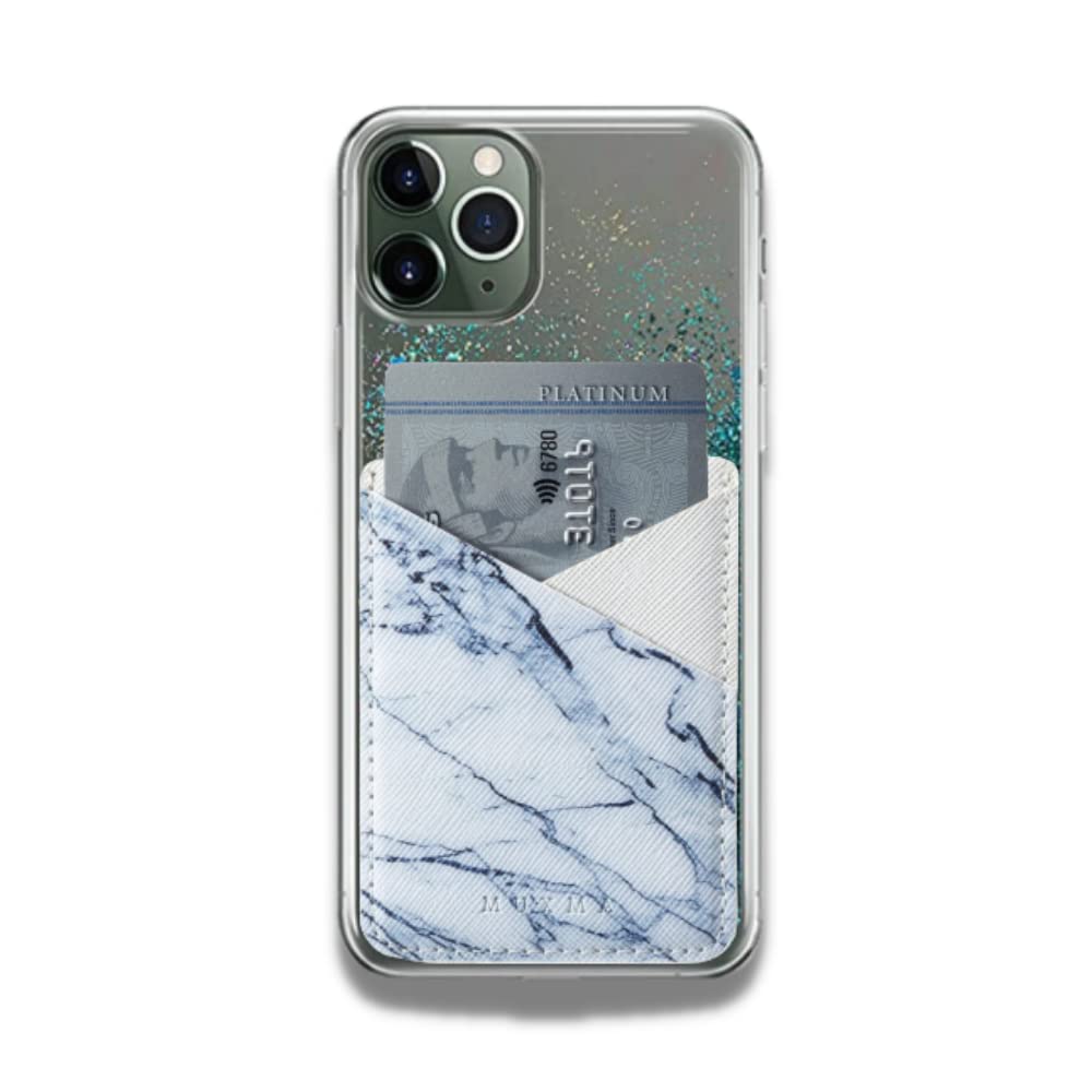 CRYSENDO Leather Phone Wallet Card Holder for iPhone 17, iPhone 16/15/14 Series & Most Android Smartphones | Pocket Credit Card ID Case Pouch Stores 2-3 Cards+Cash | Strong 3M Adhesive (Black Marble)-image-11