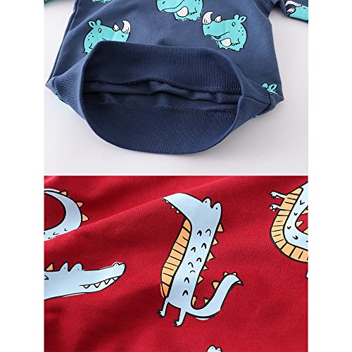 Image of Toddler Boys Crewneck Sweatshirt, Cotton Long-Sleeve Pullover Cartoon Print (Crocodile & Monster, 6-7 Years)