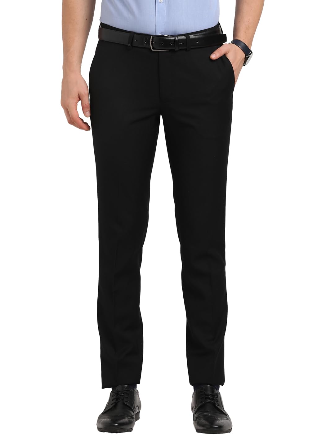 turtle Men Terry Rayon Black Solid Slim Fit Formal Trouser-picture-11