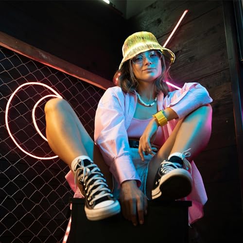 Lumisonata Led Bucket Hat, Rave Bucket Hat 7 Colors, Light Up Hat Rave Accessory, Neon Flashing Festival Gear thumb #2