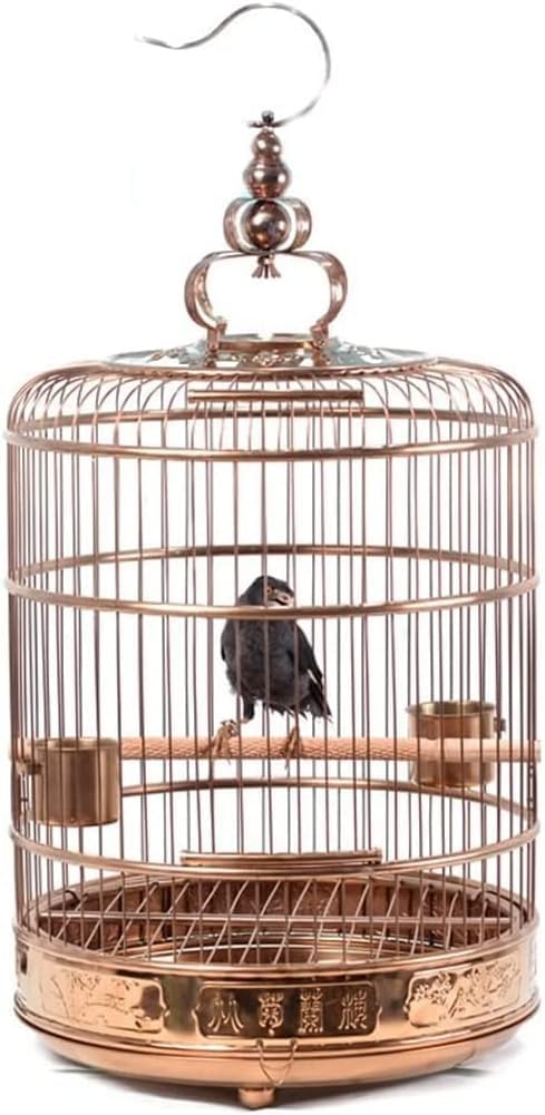 Jaula Profesional para Pájaros, Suministros para Mascotas, Transportín para Pájaros, Jaulas Decorativas para Jardín, Jaulas Redondas De Bronce, Acero Inoxidable para Pája,39.5 * 39.5 * 49cm
