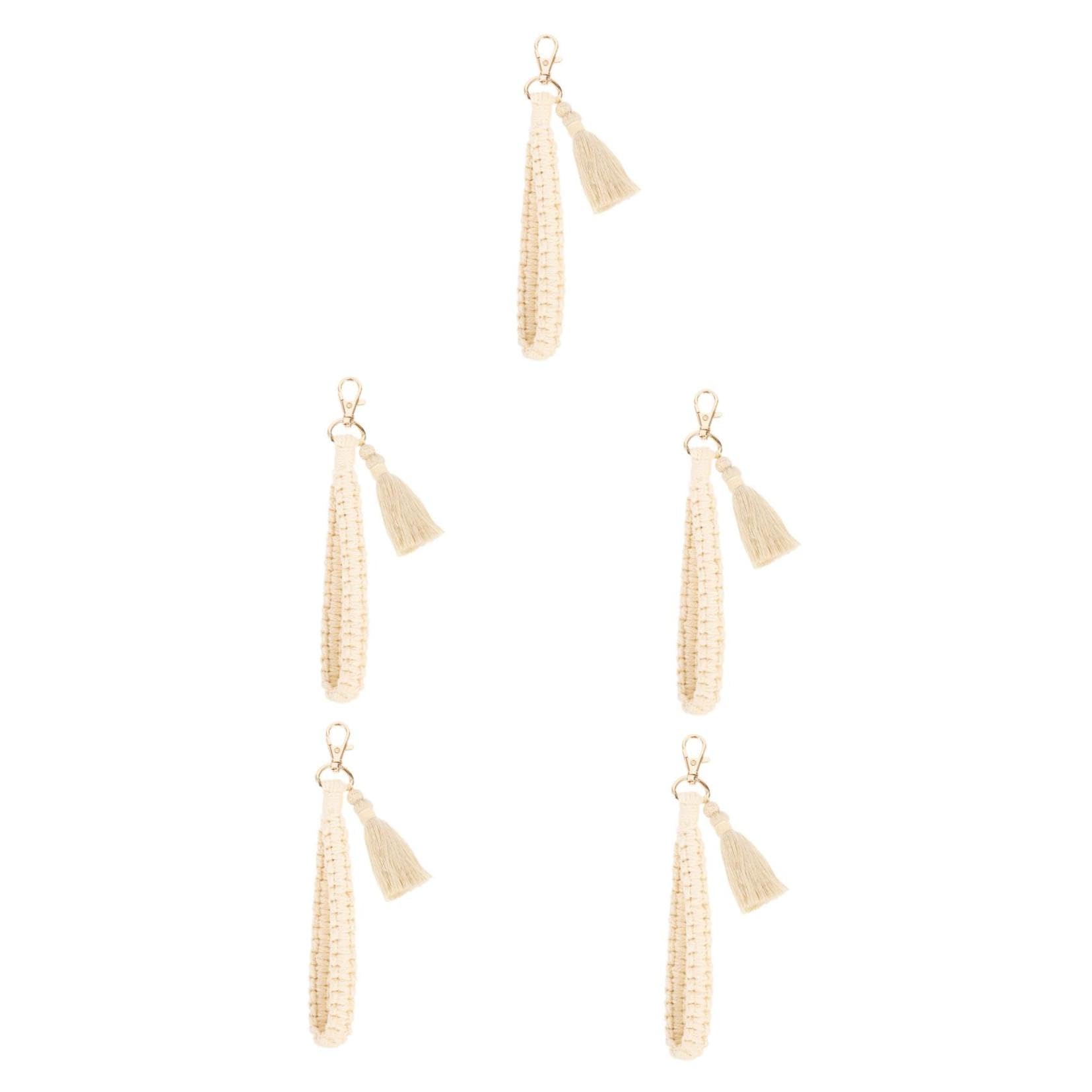 SHERCHPRY 2 llaveros de borla para mujer, cordón de muñeca, colgante de teléfono, llavero de macramé, llavero de langosta