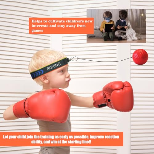 Jomdjmskes 4Pcs Reflexball, Reaktionsball mit Kopfband, Boxball, Reflexball Boxen, Box Training, Home Boxen Training Ball, Boxing Reflex Ball Ideal für Training von Reaktion und Auge-Hand-Koordination