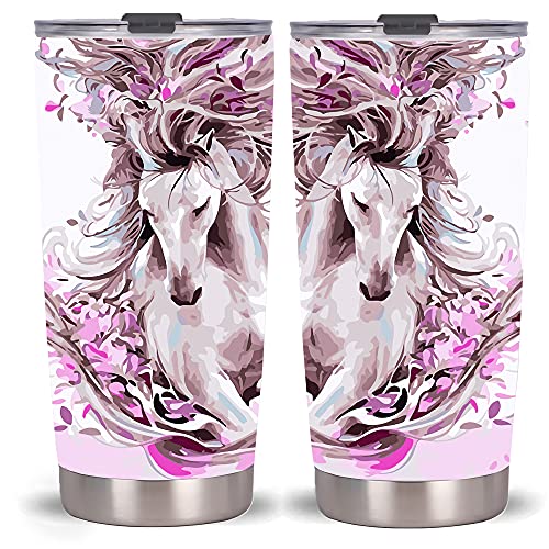 Qdkva 20Oz Horse Tumbler Cup, Insulated Tumbler With Lids, Stainless Steel Double Vacuum Coffee Tumbler Cup, Tumbler Travel Mug (Colorful Horse) #TOP23