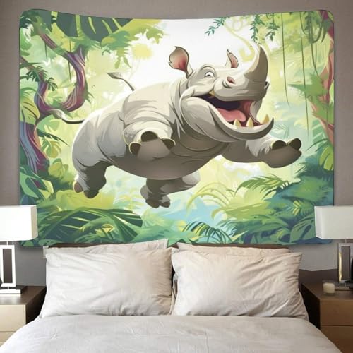 Couverture murale imprimée rhinocéros 3D idée cadeau originale