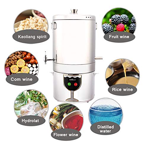 YUEWO 5-15L Multi-Function Alcohol Distiller + Fermenter DIY Home 220V Moonshine Ethanol Wine Maker Copper Stainless Steel B