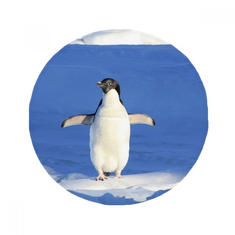 Tapis de bain rond mignon pingouin blanc en peluche douce antidérapante 50cm