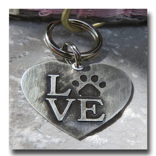Love Heart Paw Pet ID Tag-Sweet Dog Pet Tag Id-Unique Pet Tag-Handcrafted Dog Tag Pet Tag -Custom Personalized Pet Id (1