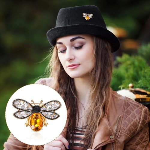 Image of Piriuuo Bee Brooch, Retro Rhinestone Brooch Pin, Yellow, Bee Brooch, Women Girls