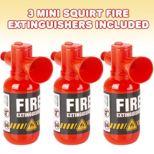ArtCreativity Mini Fire Extinguisher Squirter Toys, Set of 3, 4.25 Inch Water Extinguisher with Realistic Design, Fun Outdoor Summer Toys, Great Fireman Toys for Kids, Novelty Gag Gift Item