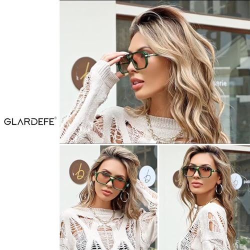 Retro Aviator Sunglasses for Women Men - Trendy Square Sun Glasses2