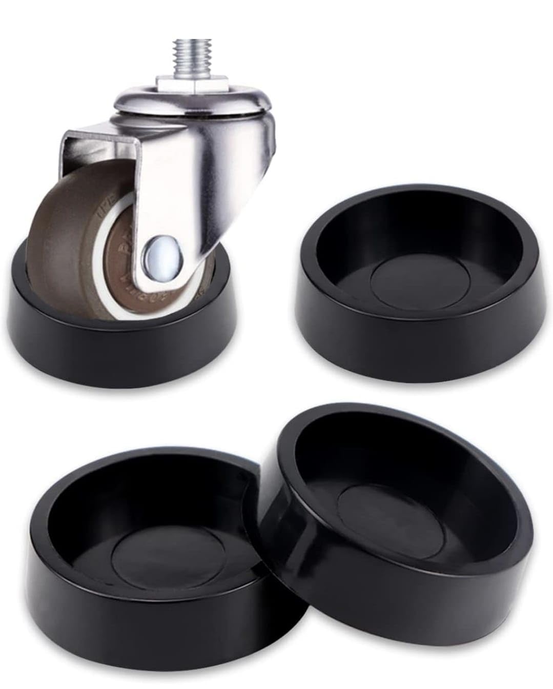 Infinite tech Round Furniture Wheel Caster Cups Rubber Non slipfoot mat Strong Grip Round Floor Protectors for grib Wheels frniture Legs Furniture Pads Wheel Stoppers Roller Chairs Cups (Small) 4pcs-image-22