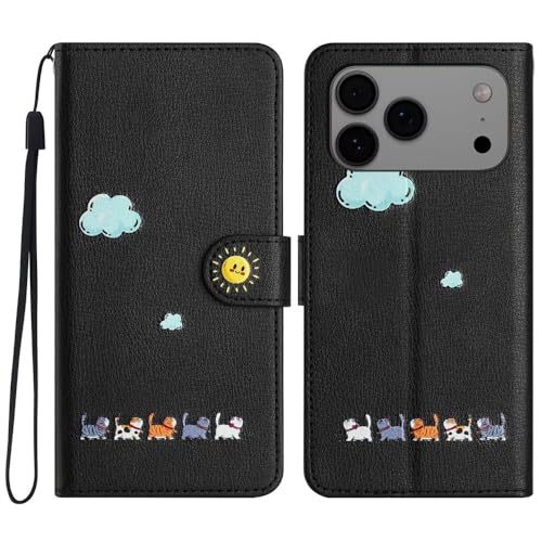Évitez les bris d'écran avec la coque iPhone 14 Pro Max portefeuille antichoc en cuir noir
