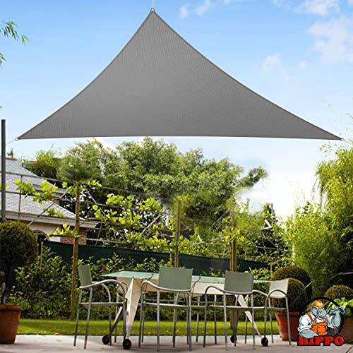 Image of HIPPO Triangle Shade Sail Affordable & Premium 150 GSM Sun Shade UV Block for Outdoor Car Parking Garden (Grey-Black, 10FTX10FTX10FT)