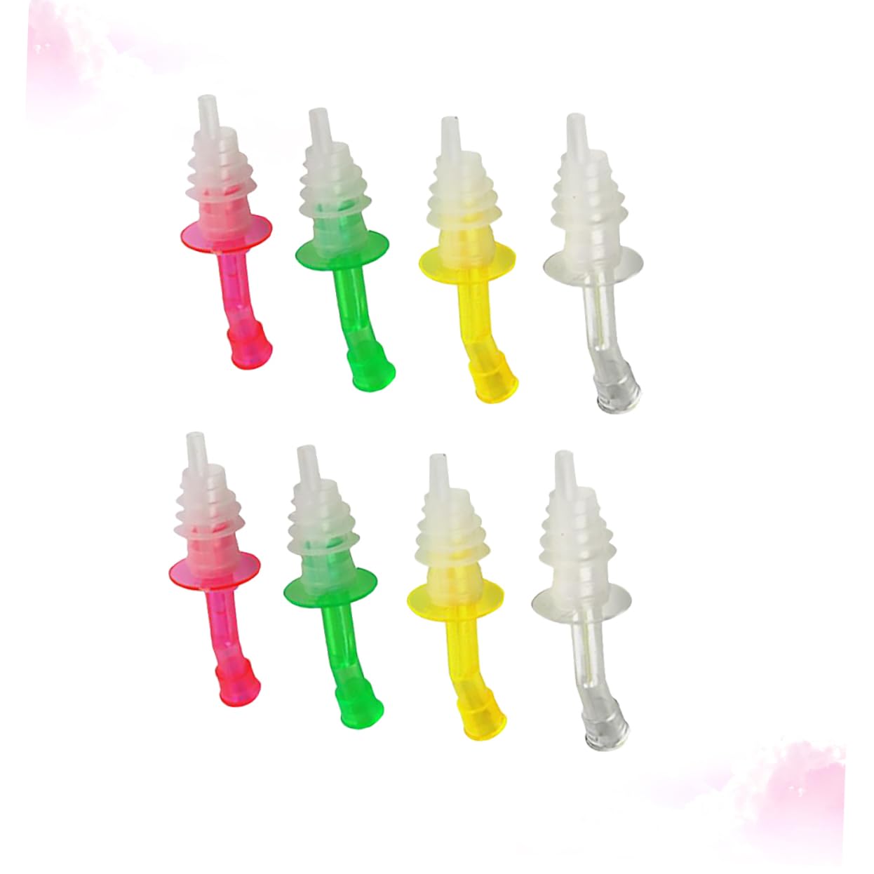 Wakauto 8pcs Silicone Wine Pourer Spouts Oil Stopper Lids Liquor Bottle Spouts Whiskey Bourbon Rum Leakproof for Kitchen Bar Random