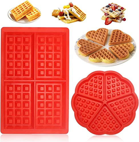 Moule à gaufres en silicone 2 pièces, moule à gâteau à gaufres, moule à gâteau, glaçons, moule à pain, moules de cuisson adaptés au lave-vaisselle, four, micro-ondes, réfrigérateur