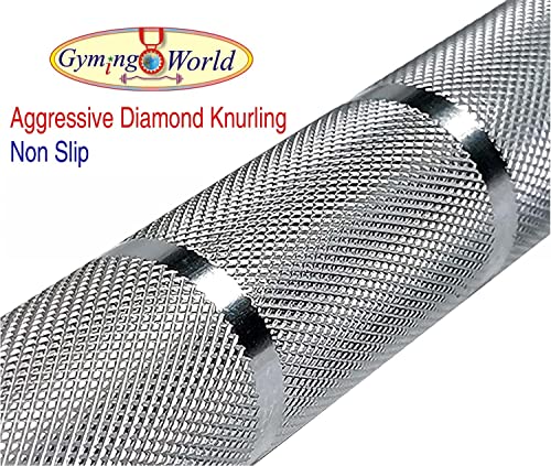 Image of Gyming World 6 feet - Solid 28 mm Thickness Barbell with 2 spring Locks, Standard Straight Weight Bar