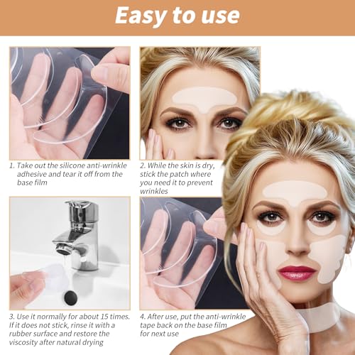 Patchs anti-rides réutilisables en silicone pour front et yeux