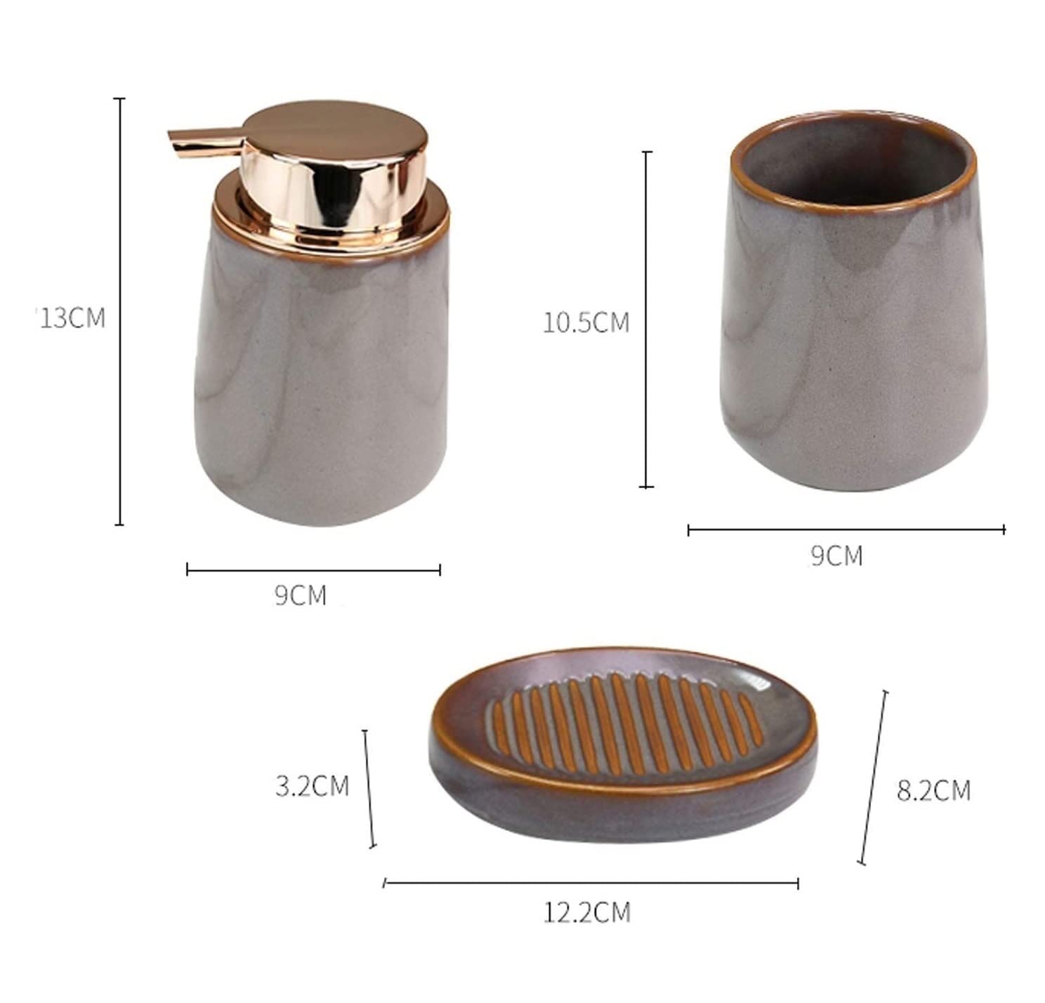 Zestaw Dozowników Mydła Zestaw Akcesoriów Łazienkowych Do Kąpieli Mycia Ceramiki W Stylu Vintage Kreatywny Łazienkowy Na Prezent Łazienka(Bruin,4 piece set)