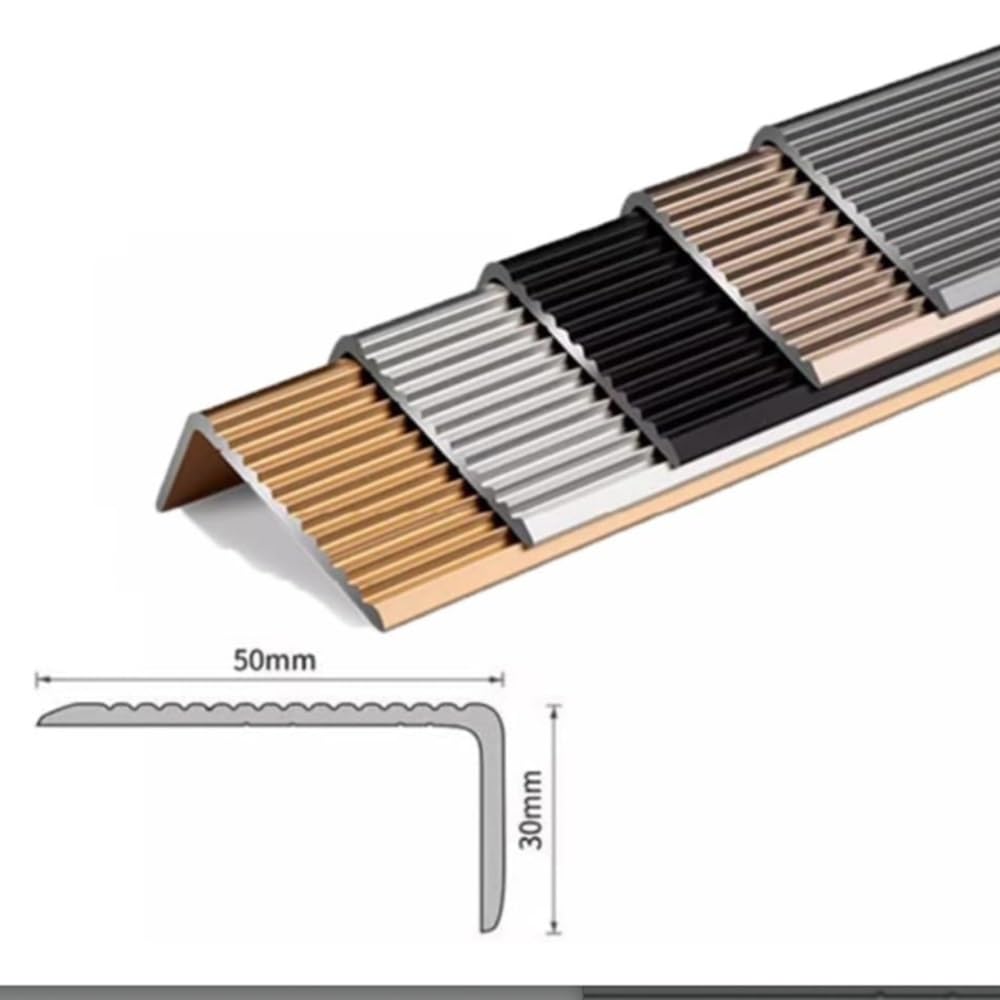 Generico Strisce Antiscivolo in Lega di Alluminio per Scale, Coprigradini Impermeabili, Strisce di Transizione in Metallo A Forma di L (Silver L 150cm/59in)