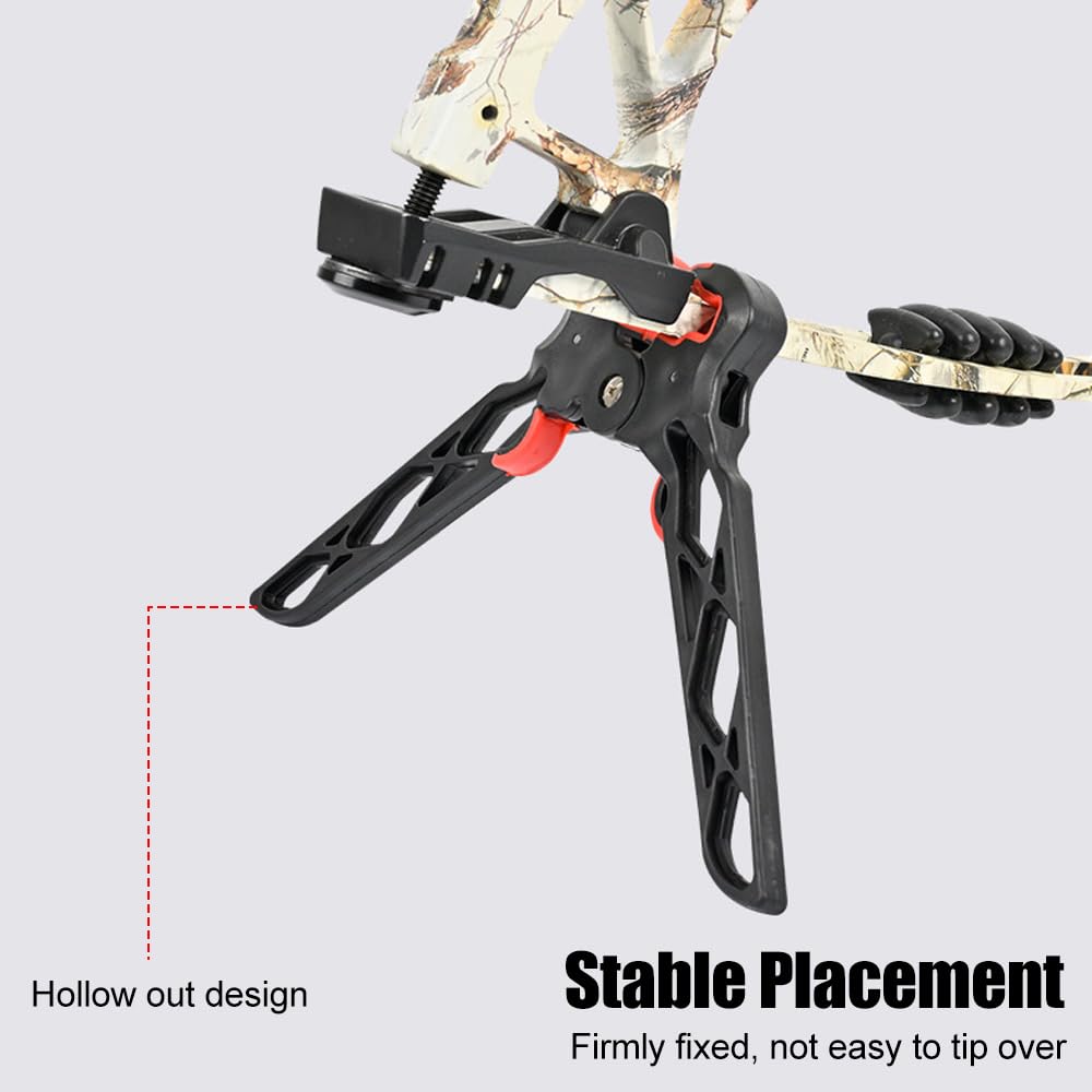Support d'arc à Poulies, Pieds de Tir à l'arc Pliable avec Pince, Conception à Ressort, Porte Arc pour Le Tir de Chasse en Plein Air