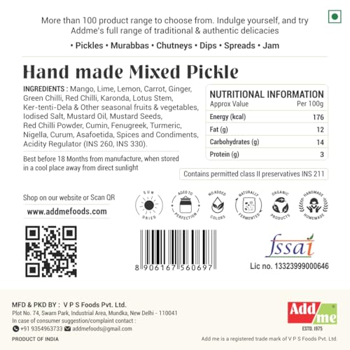 Image of Add Me Authentic Handmade Mixed Pickles for a Flavorful 1kg Plastic Jar | Tangy and Spicy Homemade Mango Mix Pickle in Mustard Oil | Traditional Ghar Ka Bana Achar
