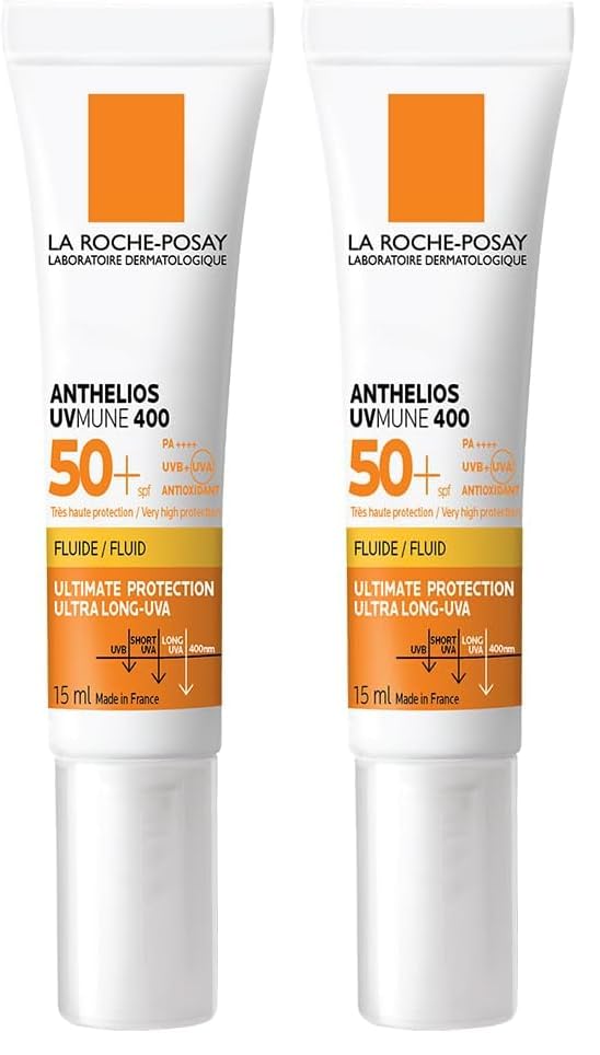Image of La Roche-Posay Anthelios UVMune400 Invisible Fluid SPF50+ Sunscreen, 15ml (Pack of 2)