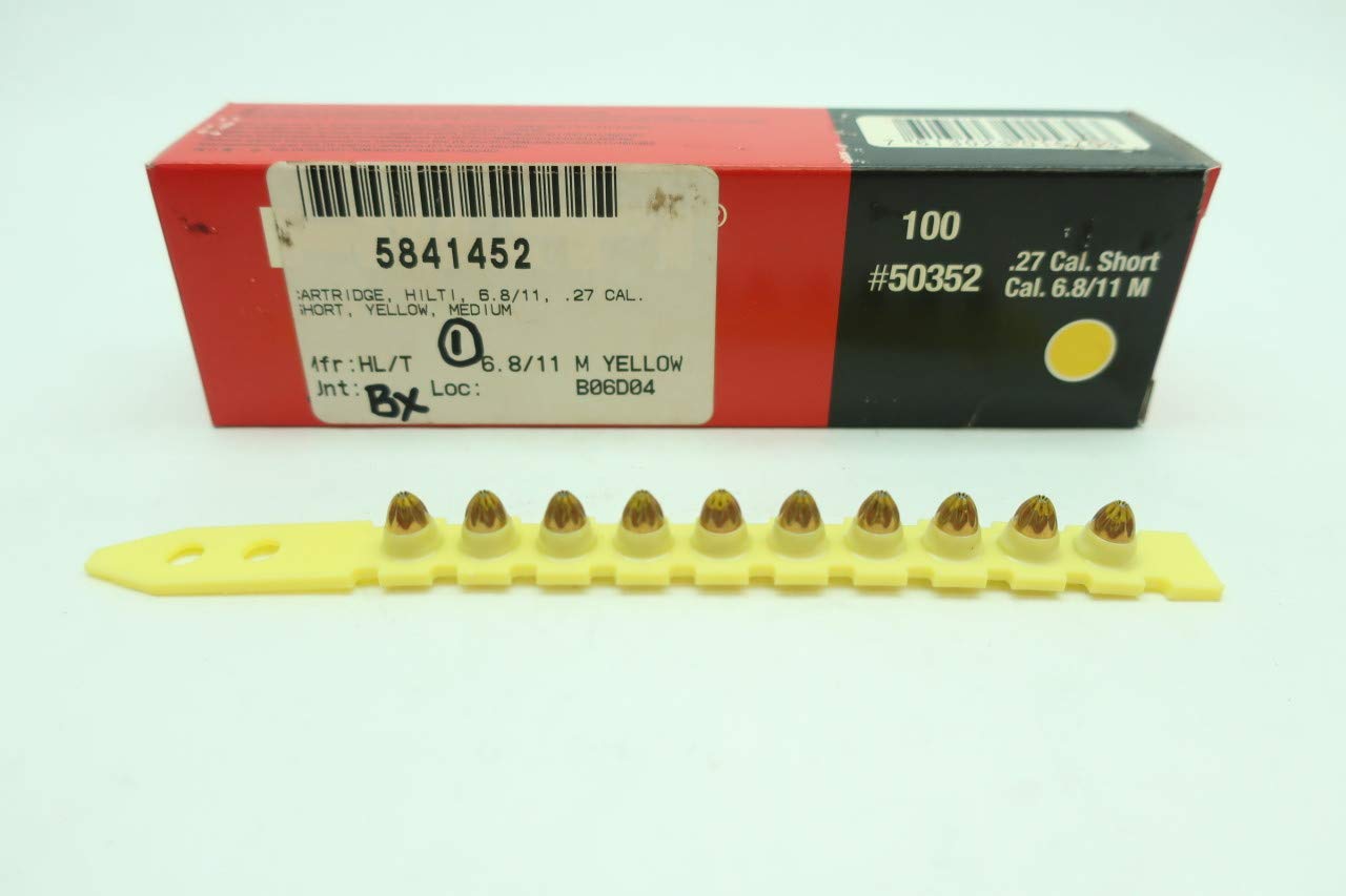 Box of 100 New HILTI 50352 Cartridge Yellow 0.27 Cal Short Cal 6.8/11M D645673