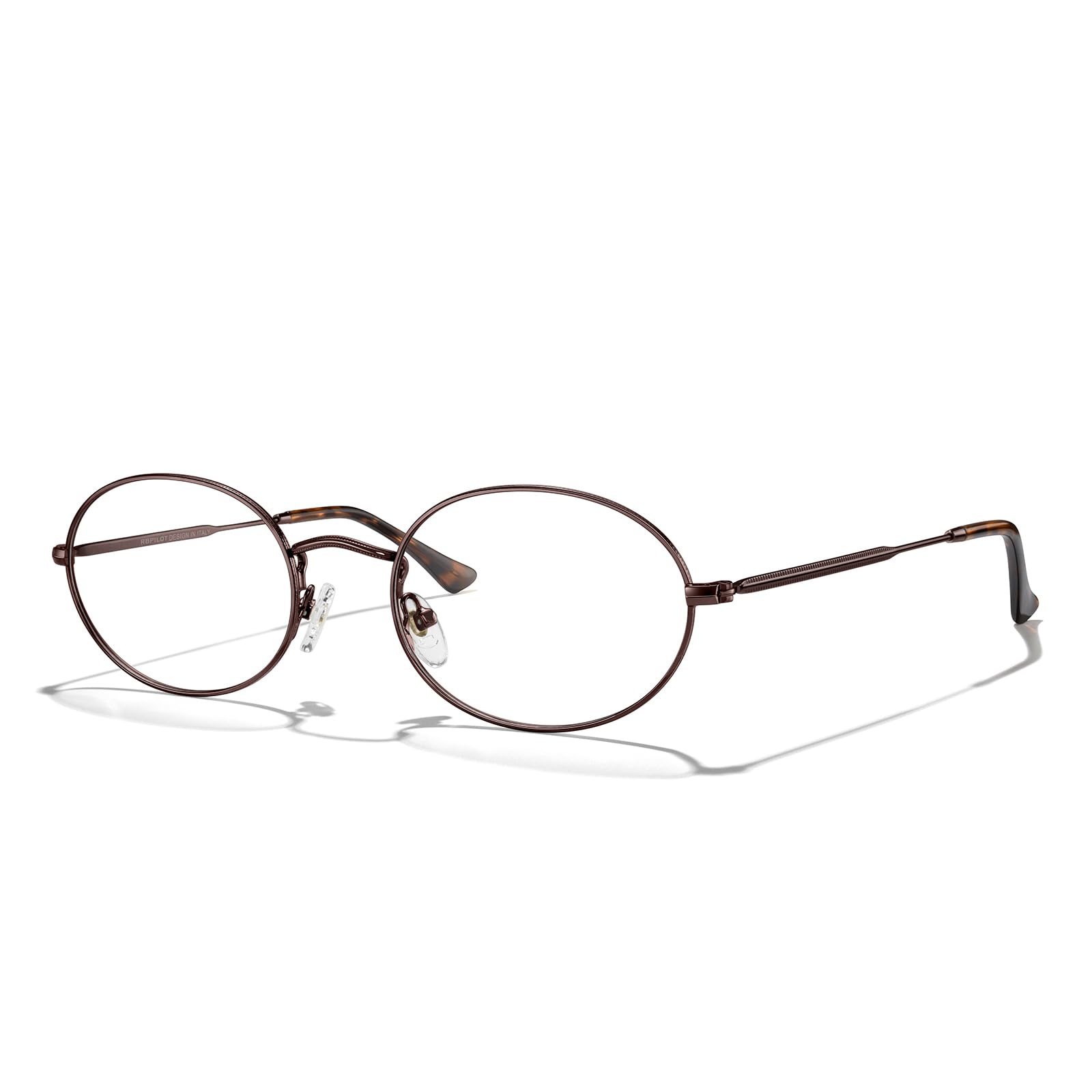 RB.Pilot Oval Reading Glasses for Women Men Blue Light Blocking Computer Thin Metal Full Rim Frame Readers