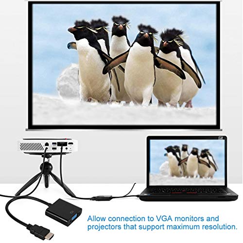 Conversor de cabo HDMI para VGA, cabo adaptador HDMI para VGA de resolução HD de tamanho completo, m
