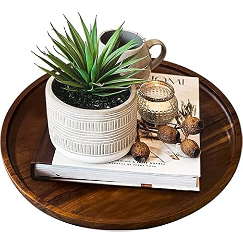 Gute Bandeja de madera redonda para servir y decorar el hogar Cover