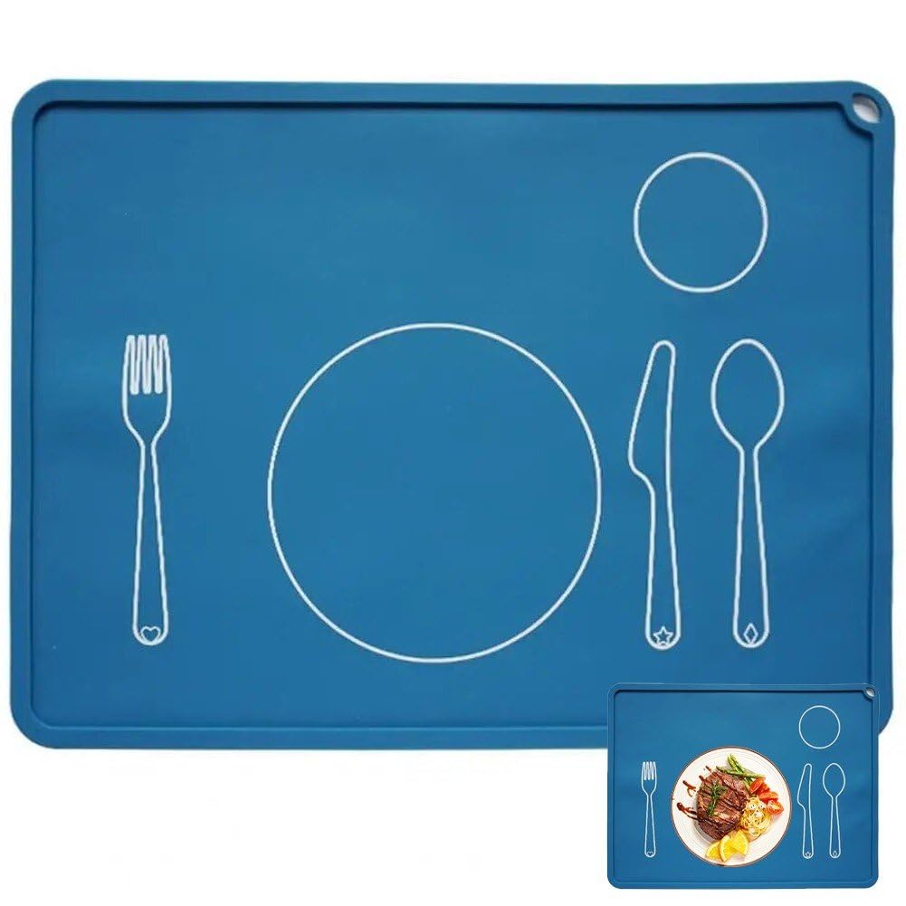 Wudaizhi Montessori Toddler Silicone Placemat, Non-slip, Easy-to-clean, Dining Mat for Setting the Table, Montessori Practical Life, Eco-friendly