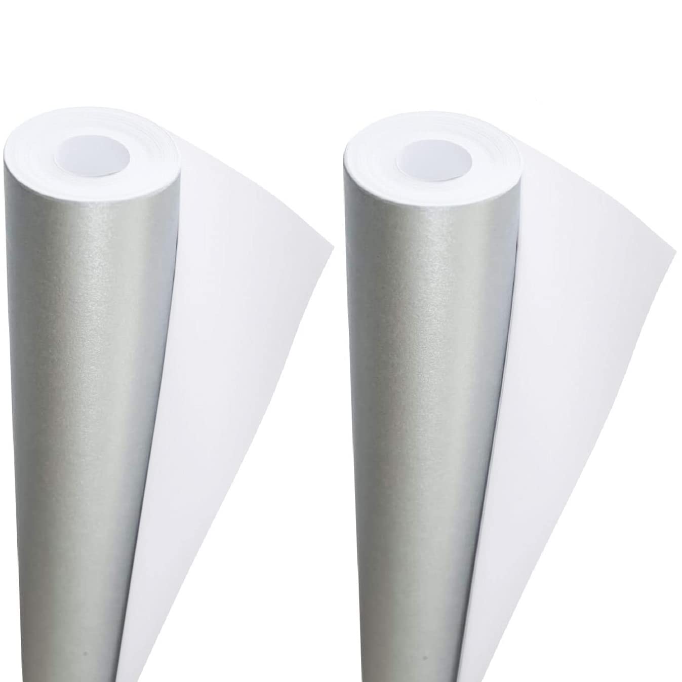2 Rolls of Packing/Display Poster Paper Roll 3Ace Crafts – 10 m x 76 cm Ideal for Wrapping Wrap Birthday Gifts Drawing Table Runner Covering Parcel Backing School Board – Silver Colour — image 1