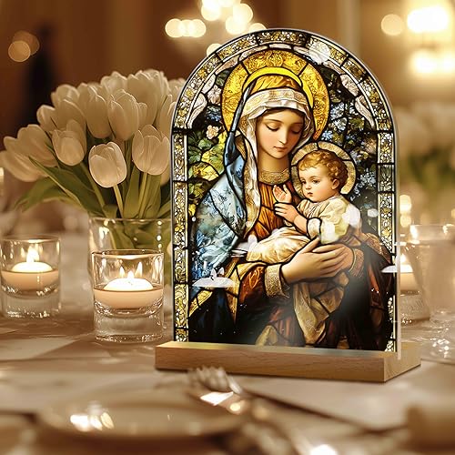 Estatua decorativa Virgen María acrílica para altar miniatura 2