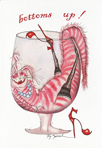 Bottoms Up rosa Stripe Cartoon Ubriaco vetro rosso...