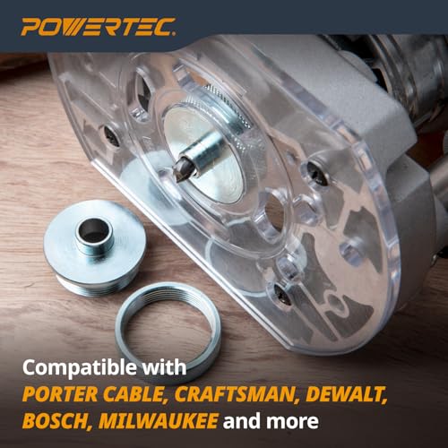 Image of POWERTEC 10-Piece Router Template Guide Bushing Set with Storage Case - Fits Porter-Cable Style Sub-Base Plates, 5 /16 inch to 1 inch Inlay Kit for Woodworking (71737)