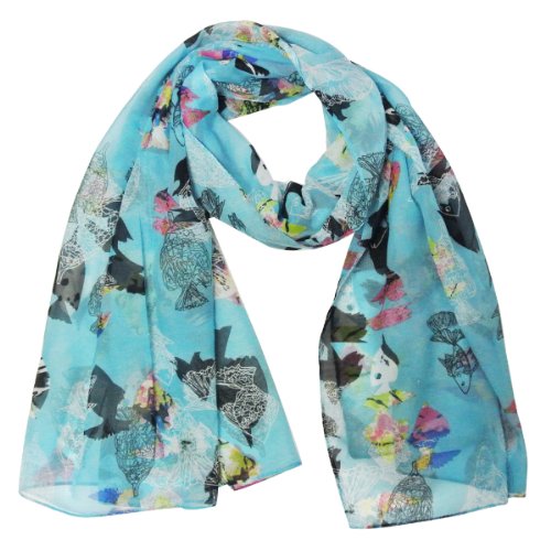 Wrapables Chiffon Under the Sea Fish Pattern Long Scarf