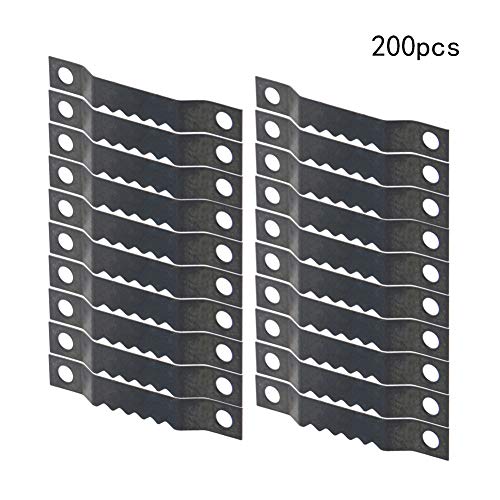 Image of MroMax 200PCS Sawtooth Picture Hangers Iron Picture Hangers 1.77 inch x 0.24 inch Double Hole Picture Frames Hangers for Hanging Clock Paintings Artwork Picture Frame Hook Photos Black