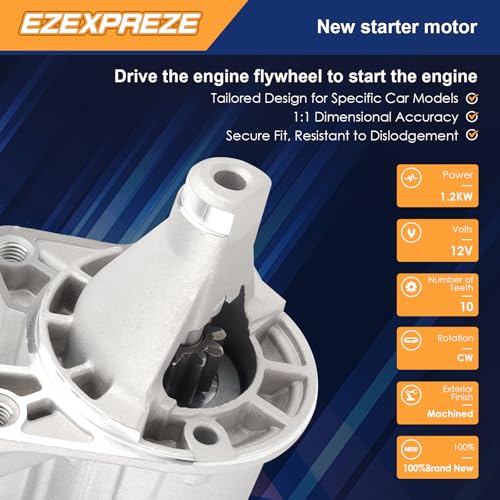 Image of Ezexpreze 19025N New Starter Compatible with Chrysler 300 V6 2.7 3.5 L 2005-2010, Dodge Challenger 2009-2010, Charger 2006-2010, Magnum 2005-2008, 04608800AA M000T21171 SMT0298 336-2099