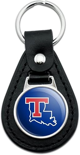 GRAPHICS & MORE Llavero de cuero negro con logotipo de los Bulldogs de la Universidad de Louisiana Tech, Negro -
